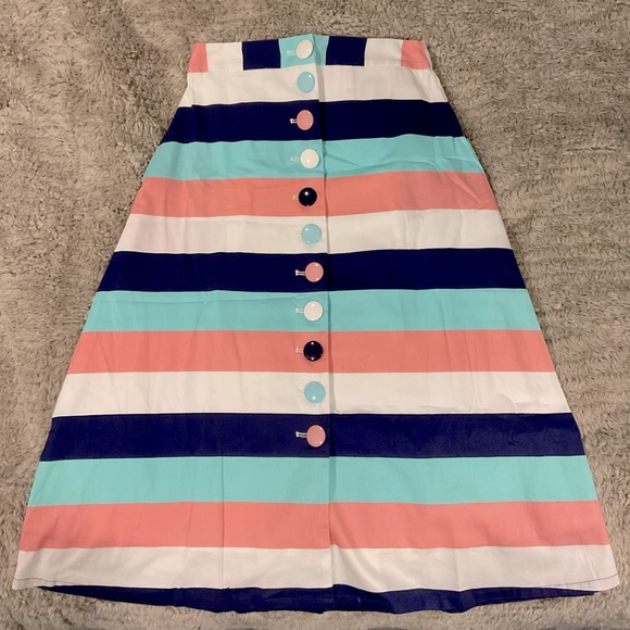 ModCloth X Collectif camilla candy pastel whimsey striped skirt - Picture 3 of 9